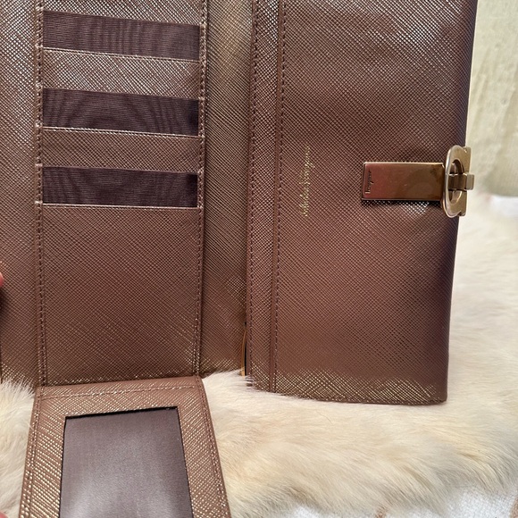 Salvatore Ferragamo Shimmering Brown Long Wallet